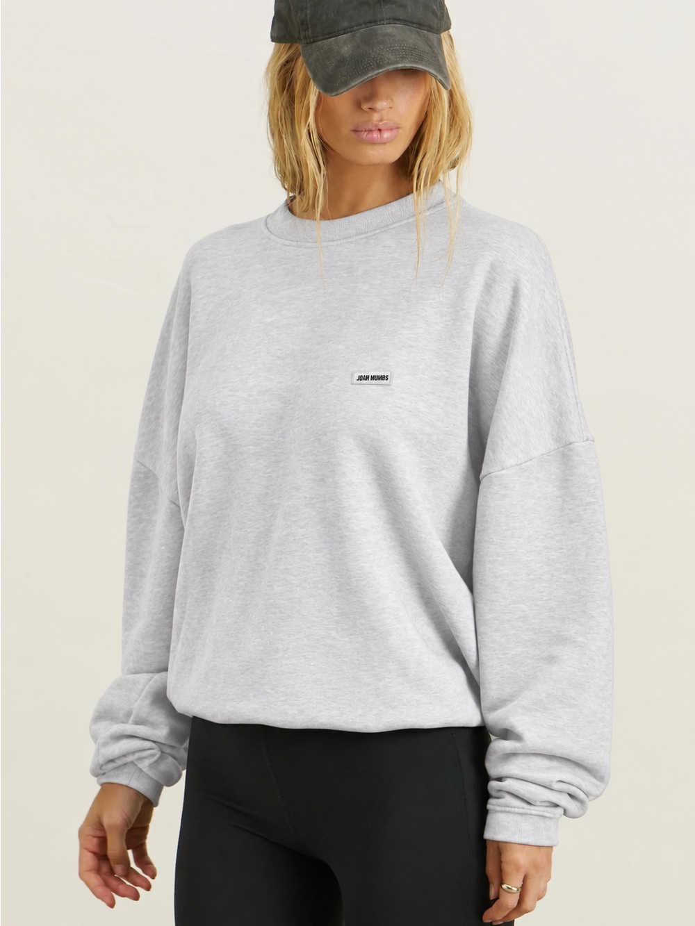 ♡ Joah Brown NWT Logo Patch Pullover Sweatshirt in Pearl Grey French Terry